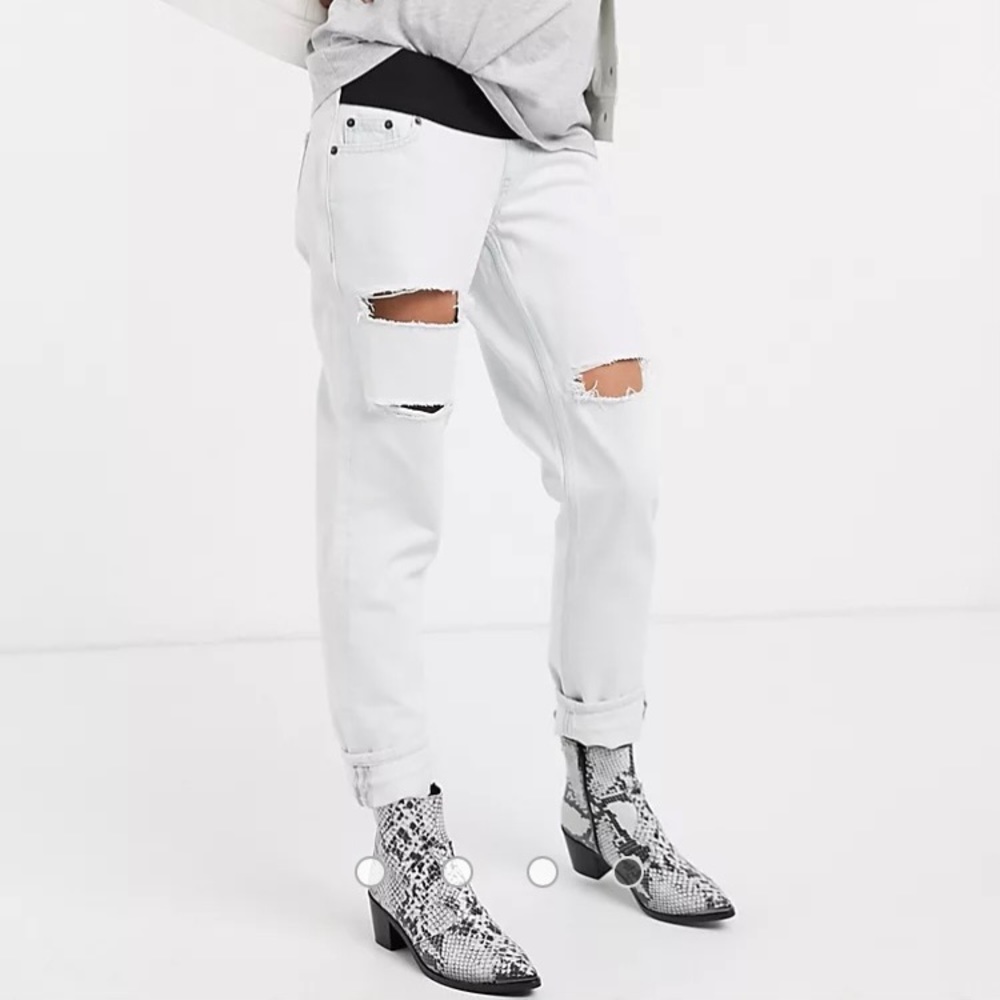 Top Shop maternity  super bleach jeans- distressed size 26 elastic waist